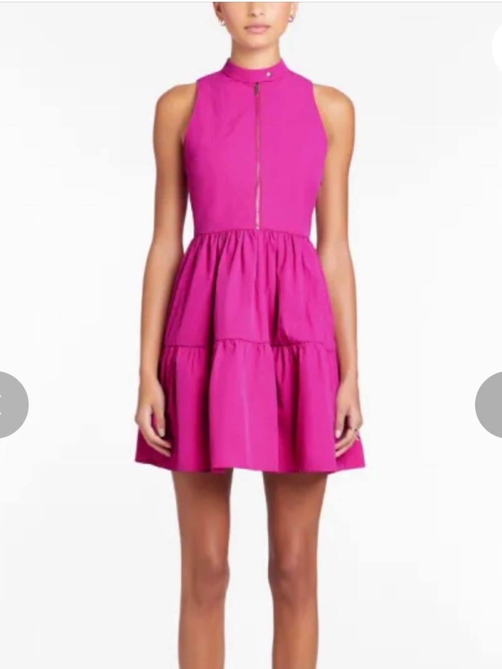 Amanda Uprichard Fuchsia Sleeveless Tiered Mini Dress with Front Zip